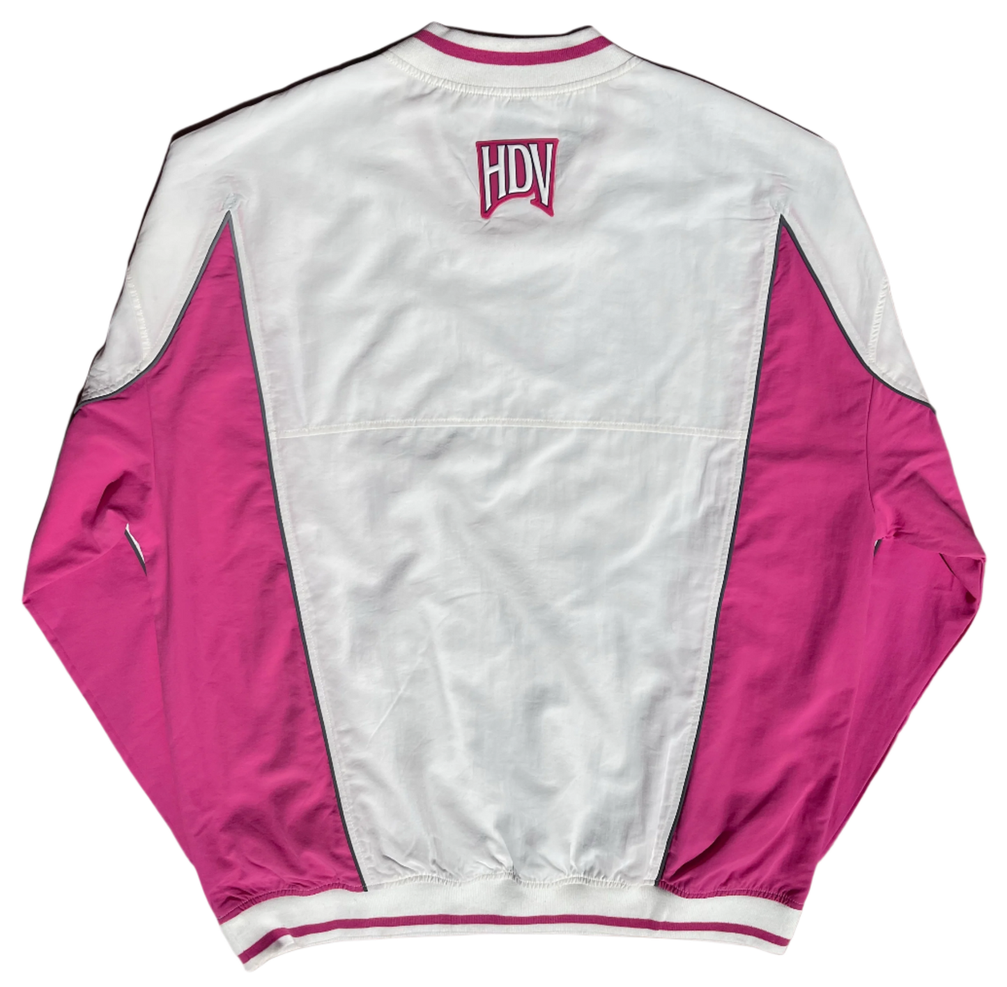 WINDBREAKER PULLOVER - WHITE AND PINK