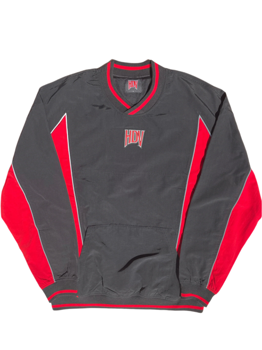 WINDBREAKER PULLOVER - BLACK AND RED